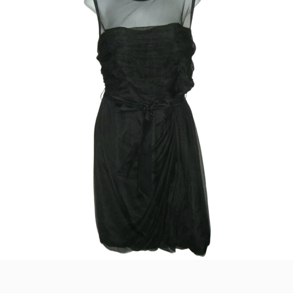 Vera Wang White Dress Black Tulle Party Cocktail Wedding Plus Mesh LBD Coquette
